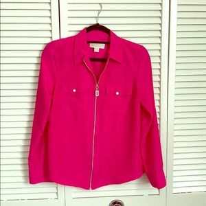 Michael Kors Pink Zipper Adjustable Sleeve Blouse